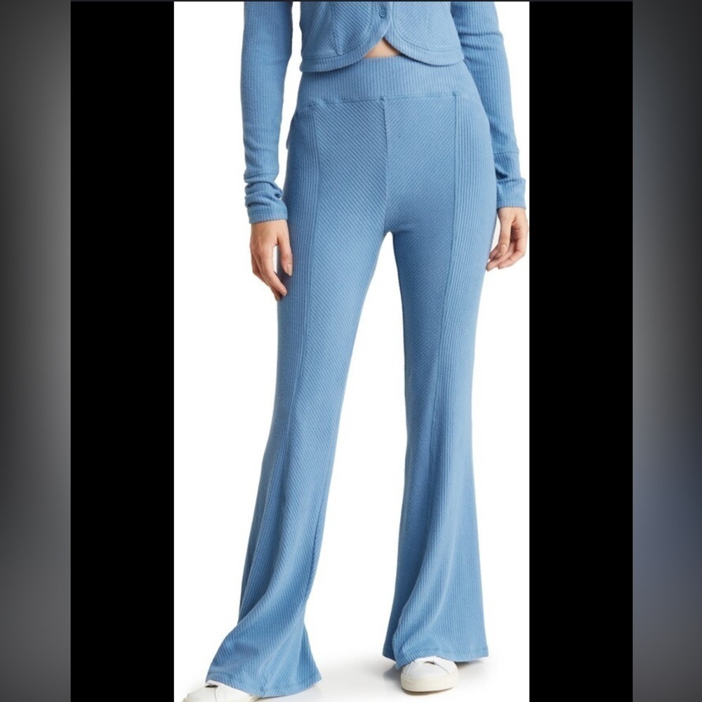 NWT Area Stars Ribbed Flare Leg Pants in Blue
